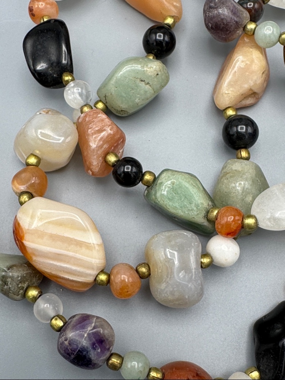Multicolor Beaded Women's Necklace Mixed Stone Strand